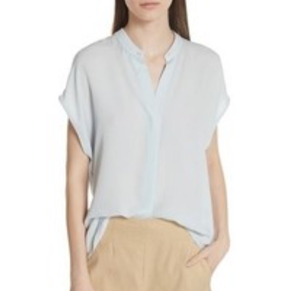 Vince Light Blue Silk Button Up Blouse Small - Picture 1 of 6